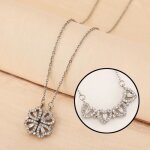 Collier pendentif - autrement - tr�fle � quatre feuilles - acier inoxydable - argent� - 42 + 6cm