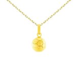 Collier - pendentif ballon de foot or jaune - chaine dore offerte - enfant