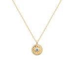 Collier pendentif - bijouxia - médaille oeil - cristal zirconium bleu topaze - plaqué or 18 carats - ... Collier pendentif - bijouxia - médaille oeil - cristal zirconium bleu topaze - plaqué or 18 carats - ...