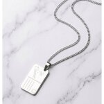 Collier - pendentif - carte postale - je taime - acier - inoxydable - rhodi� - 50 cm - femme / homme
