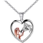 Collier pendentif coeur en argent sterling - bijoux pour femmes - cheval fille - cadeau danniversaire ...