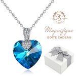Collier et pendentif coeur en cristaux autrichien baigné dans lor blanc. idée cadeau noël nouvel an. ... Collier et pendentif coeur en cristaux autrichien baigné dans lor blanc. idée cadeau noël nouvel an. ...