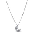 Collier avec pendentif croissant de lune - pandora - argent sterling - zircone cubique - 50 cm - moderne ...