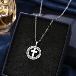 Collier avec pendentif croix en acier inoxydable argent bijou religieux chrtien bijou croix femme cadeau ...