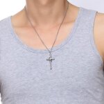 Collier avec pendentif croix chr�tienne en acier inoxydable bijou chr�tien pour couple bijoux religieux ...