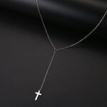 Collier avec pendentif croix chrtienne pendante en acier inoxydable argent bijou religieux chrtien ...