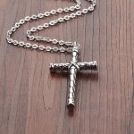 Collier avec pendentif croix grave argent bijoux religieux chrtien or ou argent collier vintage cadeau ...