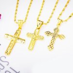 Collier pendentif croix j�sus en or jaune 18k - mixte