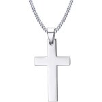 Collier pendentif croix religieux en acier inoxydable pour homme et femme - argent Collier pendentif croix religieux en acier inoxydable pour homme et femme - argent