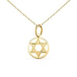 Collier - pendentif etoile de david or 18 carats 750 - 000 jaune - chaine dore - femme