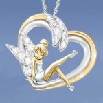 Collier pendentif fée coeur cristal rose pour femmes collier clochette strass pour enfants filles bijoux ... Collier pendentif fée coeur cristal rose pour femmes collier clochette strass pour enfants filles bijoux ...