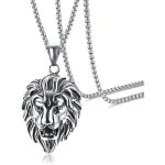 Collier pendentif pour homme en acier inoxydable avec cha�ne t�te de lion poli hip hop punk bijoux cadeau[1117 ...