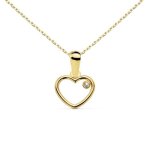 Collier - pendentif or 18 carats 750 / 000 jaune - coeur - oxyde de zirconium