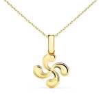 Collier - pendentif or 18 carats 750 / 000 jaune croix basque lauburu - chaine dore