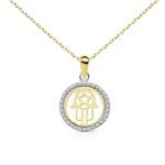 Collier - pendentif or 18 carats 750 / 000 main de fatma - chaine dore