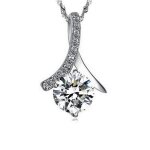 Collier pendentif en or blanc avec diamants super brillants pour femme - 1ps5lj
