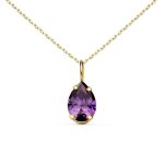 Collier - latelier dazur - pendentif or jaune 18 carats - zirconium améthyste - chaîne ajustable 42 / ... Collier - latelier dazur - pendentif or jaune 18 carats - zirconium améthyste - chaîne ajustable 42 / ...
