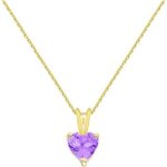 Collier - pendentif or jaune améthyste coeur - femme Collier - pendentif or jaune améthyste coeur - femme