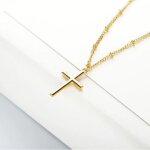Collier - petite croix or - chaîne design - bijou religieux chrétien - cadeau pour elle Collier - petite croix or - chaîne design - bijou religieux chrétien - cadeau pour elle
