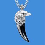 Collier pendentif tte daigle pour homme - punk rock charme bijoux dominatrice argent
