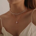 Collier de perles de nacre or ? ras de cou lgant femme ? cadeau pour elle ? cadeau de noel