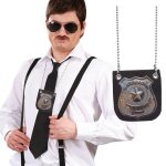 Collier plaque dinspecteur de police - mtal et pu - gris - mixte - spcial police