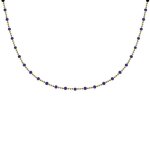 Collier plaqu or chaine billes et perles mailles - bleu - les poulettes bijoux
