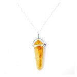 Collier pointe en citrine aaa - pendentif en pierre + cha�ne jaune
