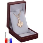 Collier porte bonheur pendentif trfle  4 feuilles en plaqu or vritable chaine de 45cm avec boite ...