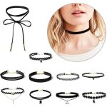 Collier ras du cou - pas cher - 10 pcs - velours - noir - femme