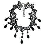 Collier ras - de - cou pierres noires femme - accessoire de dguisement bijou fantaisie