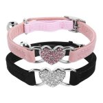 Collier rglable en forme de c?ur avec clochette avec ceinture de scurit et strass pour petit chat ...