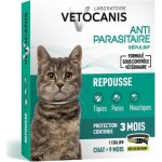 Collier r�pulsif anti - tiques et puces - vetocanis - noir reflechissant pour chat