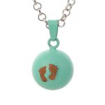 Collier / sautoir bola de grossesse ? pendentif bola avec impreinte de pied de bb ? style mignon et ...