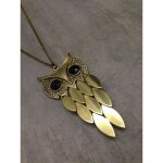 Collier / sautoir hibou plumes fashion - femme
