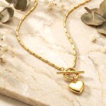 Collier - sautoir - idylle - plaqu� or jaune 750 / 1000 - pendentif - c?ur - fermoir t - femme / jeune ...