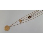 Collier sautoir - ikita - dor / noir - longueur 54 cm + rallonge 7 cm - plaqu or - femme