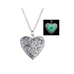 Collier sautoir pendentif steampunk coeur perfor pentagramme plaqu argent mdaillon fe magique fluorescent ...