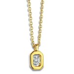 Collier solitaire - brillaxis - or jaune 18 carats - diamant - longueur r�glable 40 - 42 cm