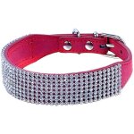 Collier strass et cuir pu pour animal domestique 37 * 2. 5 cm rouge