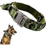 Collier tactique militaire r�glable nylon avec poign�e + laisse bungee m�tal pour chien moyen id�al pour ...