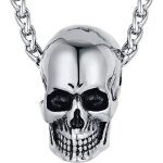 Collier tete de mort homme - pendentif balle - casque avec crane pr�nom personnalisable - bijoux t�te ...