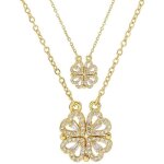 Collier - trèfle à 4 feuilles - pendentif c?ur creux - rétro - magnétique 2 en 1 Collier - trèfle à 4 feuilles - pendentif c?ur creux - rétro - magnétique 2 en 1