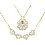 Collier - trèfle À quatre feuilles - cuivre - pendentif amovible - Élégant Collier - trèfle À quatre feuilles - cuivre - pendentif amovible - Élégant