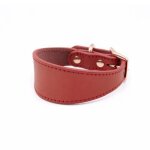 Collier - large � p�dales - cuir su�d� - rouge - taille m - 40 cm