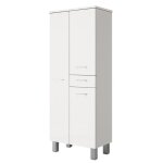 Colonne double polyvalente gaia avec 3 portes et 1 tiroir blanc brillant