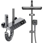 Colonne de douche 4 types de jets barre r�glable affichage led num�rique montage mural douche � effet ...