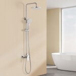 Auralum max colonne de douche?inox?chrom�?mitigeur m�canique?douchette 3 modes?haute r�glable 93 - 130 ...