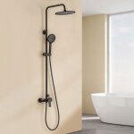 Colonne de douche - auralum max - inox noir - mitigeur m�canique - douchette 3 modes - hauteur r�glable ...