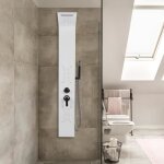 Colonne de douche - blanc - acier inoxydable - mitigeur m�canique - finition brillante - hauteur r�glable ...